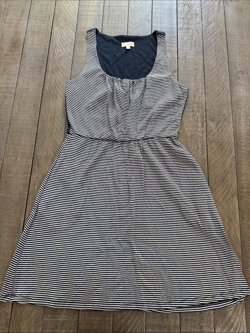 Maison Jules Navy and White Striped Sleeveless Dress
